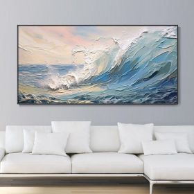 Large Hand Painted Seascape Wall Art White Giant Wave (Style: 01, size: 40x80cm)