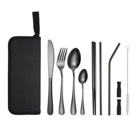 Portable Picnic Knife and Fork Tool With Storage Bag (Type: Style A, Color: BLACK)
