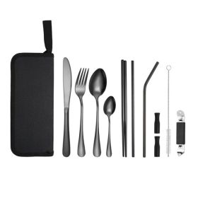 Portable Picnic Knife and Fork Tool With Storage Bag (Type: Style B, Color: BLACK)