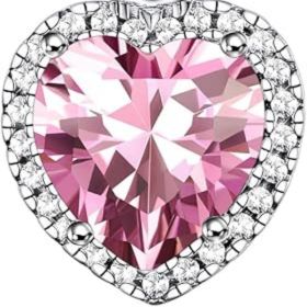 Sparkling 925 Sterling Silver Birthstone Necklaces for Women (Style: 10.Heart October Rose Quartz)