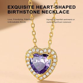 Sparkling 925 Sterling Silver Birthstone Necklaces for Women (Style: 06. Heart June.Alexandrite-Gold)
