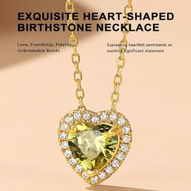 Sparkling 925 Sterling Silver Birthstone Necklaces for Women (Style: 11. Heart Nov.Yellow Topaz-Gold)