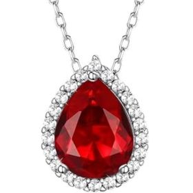 Sparkling 925 Sterling Silver Birthstone Necklaces for Women (Style: 01.Teardrop January Garnet)