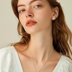 Sparkling 925 Sterling Silver Birthstone Necklaces for Women (Style: 04.Round April Clear Quartz)
