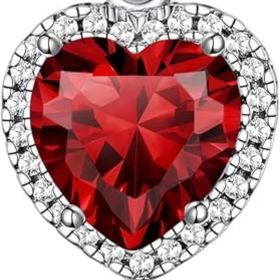 Sparkling 925 Sterling Silver Birthstone Necklaces for Women (Style: 01.Heart January Garnet)