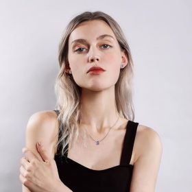 Sparkling 925 Sterling Silver Birthstone Necklaces for Women (Style: 02.Square February Amethyst)