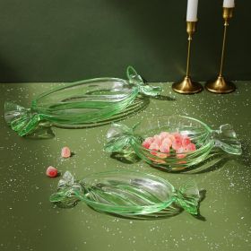 Christmas Candy Glass Plate, Christmas Theme Serving Tray (Color: green, size: large)