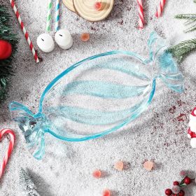 Christmas Candy Glass Plate, Christmas Theme Serving Tray (Color: Blue, size: large)