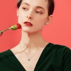 Sparkling 925 Sterling Silver Birthstone Necklaces for Women (Style: 05.Heart May Emerald)