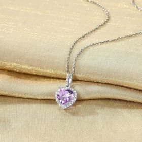Sparkling 925 Sterling Silver Birthstone Necklaces for Women (Style: 06.Heart June Moonstone)