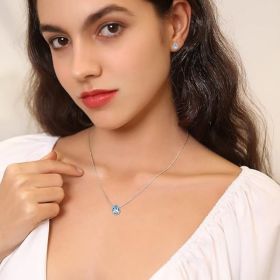 Sparkling 925 Sterling Silver Birthstone Necklaces for Women (Style: 03.Teardrop March Aquamarine)