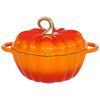 Pumpkin Dutch Oven With Cyan Enamel Cast Thanksgiving Gift