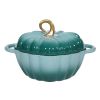 Pumpkin Dutch Oven With Cyan Enamel Cast Thanksgiving Gift