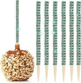32 PCS Bling Candy Apple Bamboo Sticks (Color: green)
