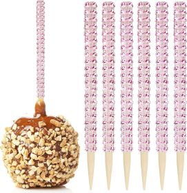32 PCS Bling Candy Apple Bamboo Sticks (Color: Pink)
