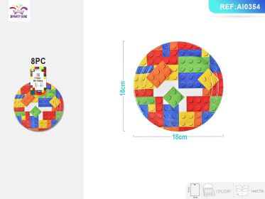 4-Product*12PACK Building Block Tableware Set for Kids Parties (Unicorn Tableware Set: 7 Inches Plate*96 PCS)