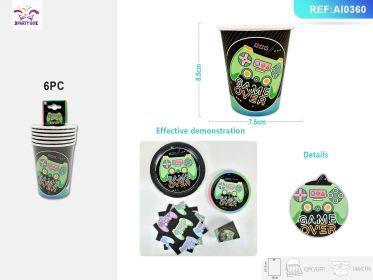 4-Product*12PACK Gaming ThemeTableware Set, Kids' Birthday (Unicorn Tableware Set: Paper Cups*96 PCS)