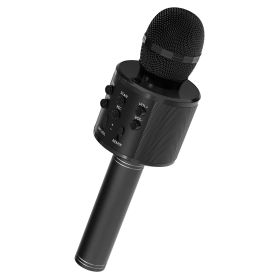 5 Core Microphone Wireless Karaoke Mic With Speaker (Color: BLACK)