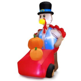 Thanksgiving Day Yard Inflatable Decor With Lighted (Color: Blue & Red, size: 6 ft)