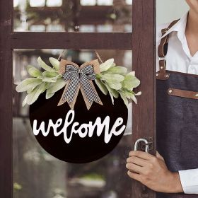 Welcome Wreath Sign for Front Door (Color: BLACK)