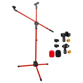 5 Core Mic Stand Floor Height Adjustable Tripod (Color: Red)