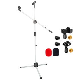 5 Core Mic Stand Floor Height Adjustable Tripod (Color: White)