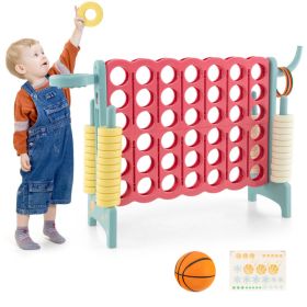 Connect Game with Basketball Hoop and Toss Ring (Color: Blue)