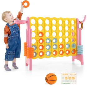 Connect Game with Basketball Hoop and Toss Ring (Color: Pink)