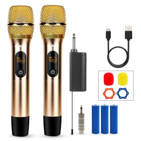 5 Core Wireless Microphones Pair UHf, Handheld (Color: WM UHF 02-GLD)