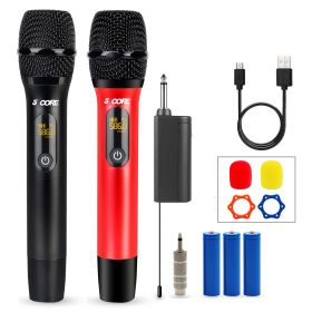 5 Core Wireless Microphones Pair UHf, Handheld (Color: WM UHF 02-RED+BLK)