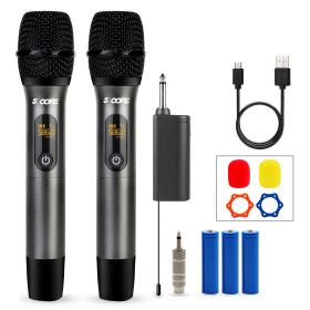 5 Core Wireless Microphones Pair UHf, Handheld (Color: WM UHF 02-GRAY)