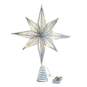 LED Star Christmas Tree Toppers Christmas Ornament New Year (Varient: Silver (25cm))