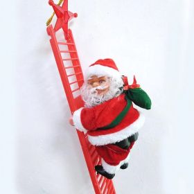 Electric Climbing Ladder Santa Claus Music Doll Christmas Ornament (Varients: Red Ladder)