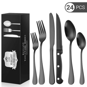 24 Piece Flatware Set for 4, TINANA Stainless Steel Flatware (Brand: TINANA)