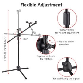 Mic Stand w/ Boom Arm 2mic Black (SKU: HC108503125-01-01)