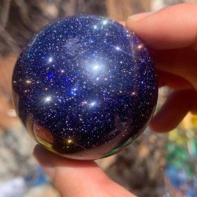 Stunning Blue Golden Sandstone Crystal Ball Gift for Christmas (size: 6-7cm)