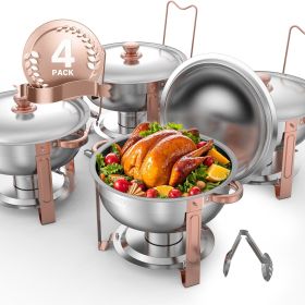 Chafing Dish Buffet Set, 5 Qt 4 Pack, Stainless Steel (Style: Rose Gold, Set: 4 Pcs)