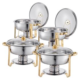 Chafing Dish Buffet Set, 5 Qt 4 Pack (Style: Golden-Glass lid, Set: 4 Pcs)