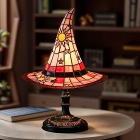 Handmade Gothic Witch Hat Night Light –Witch Hat Lamp (Color: Red)