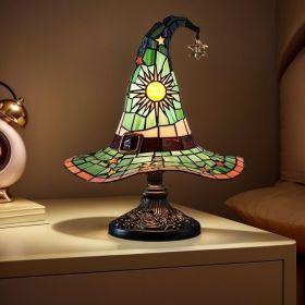 Handmade Gothic Witch Hat Night Light –Witch Hat Lamp (Color: green)