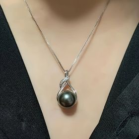 Lxalry Women's Handmade Tahitian Pearl Necklace, birthday (Color: Silver)