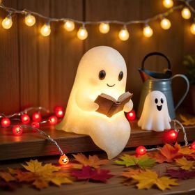 Ghost Reading Book Lamp,Halloween Ghost Night Light (Color: 8. 6 Inch)
