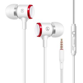 Headset wired headset sports in-ear moving coil with mic earbud (Color: White)