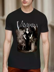Men's vintage gothic vampire T-shirt (Color: BLACK, size: XXXL)