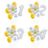 7pcs White Number Balloons Daisy Birthday Smile Face