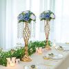 Luxury Metal Candle Holders with Crystal Flowers Vase Centerpieces Wedding