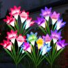 4 Pack Solar Lights With 16 Bigger Artificial Lily Flowers
