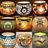 Mosaic Glass Candlestick Color Snowflak, Candle Holder Wedding Centerpiece