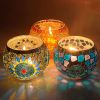 Mosaic Glass Candlestick Color Snowflak, Candle Holder Wedding Centerpiece