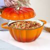 Pumpkin Dutch Oven With Cyan Enamel Cast Thanksgiving Gift